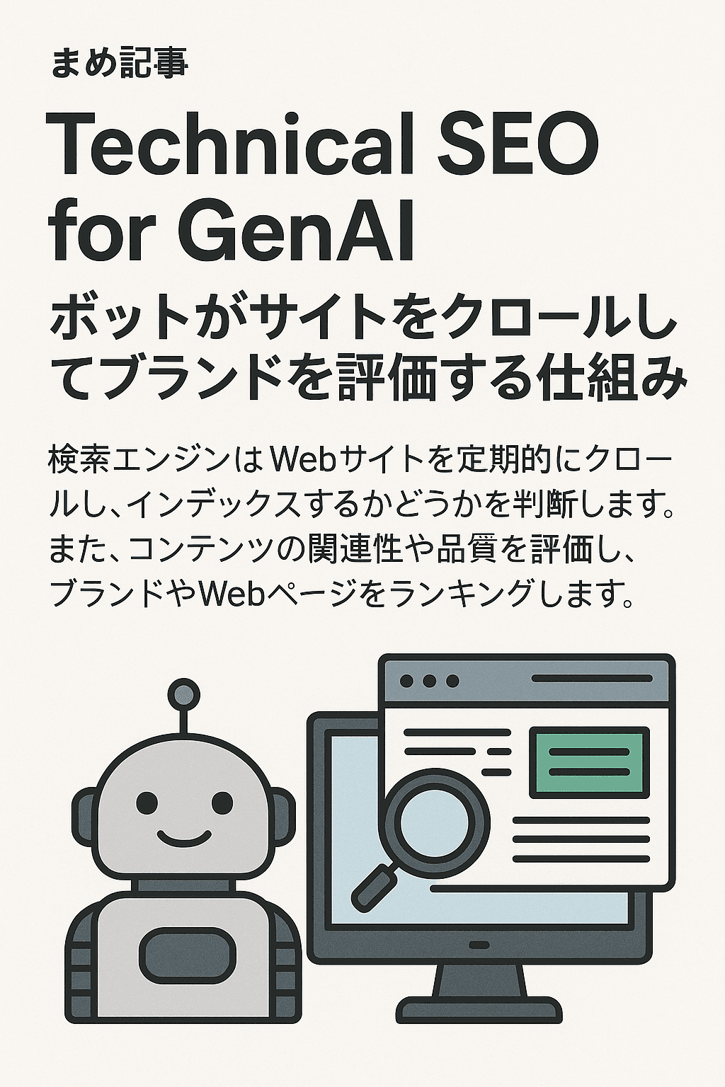 まとめ記事：Technical SEO for GenAI – ボットがサイトを見てクロールし、ブランドを評価する仕組み コンテンツ開始