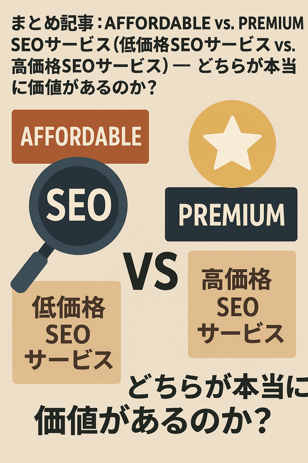 まとめ記事：Affordable vs. Premium SEOサービス（低価格SEOサービス vs. 高価格SEOサービス） ― どちらが本当に価値があるのか？