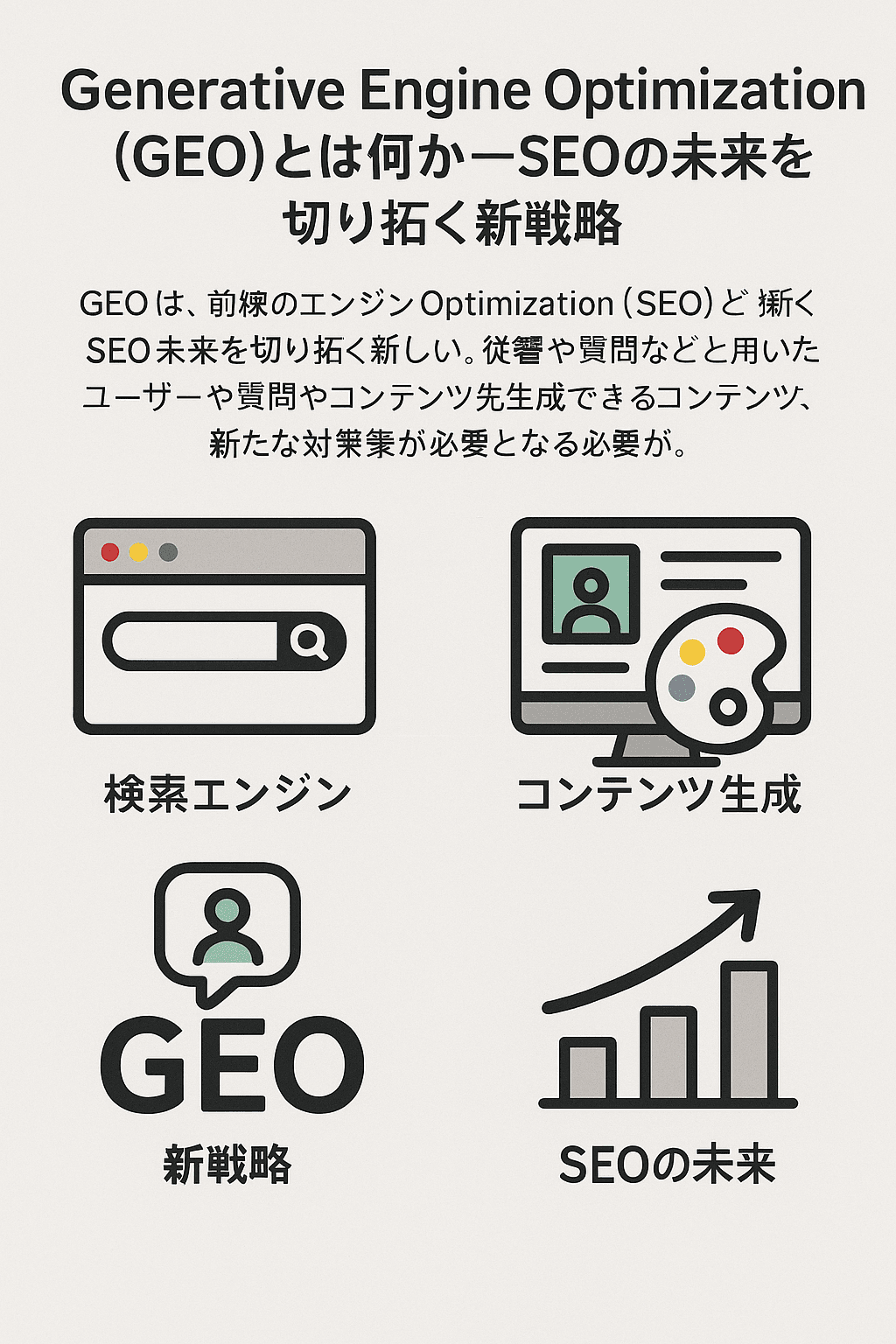 20250922_1412_GEOとSEOの未来_simple_compose_01k5qx9sd9ezxrtrd6ks4sg4xn まとめ記事:Generative Engine Optimisation(GEO)とは何か ― SEOの未来を切り拓く新戦略