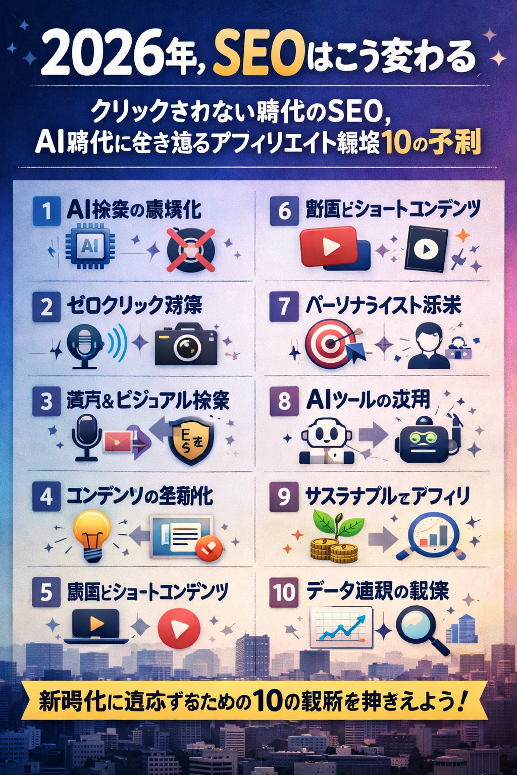 2026年、SEOはこう変わる：AI時代に生き残るアフィリエイト戦略10の予測