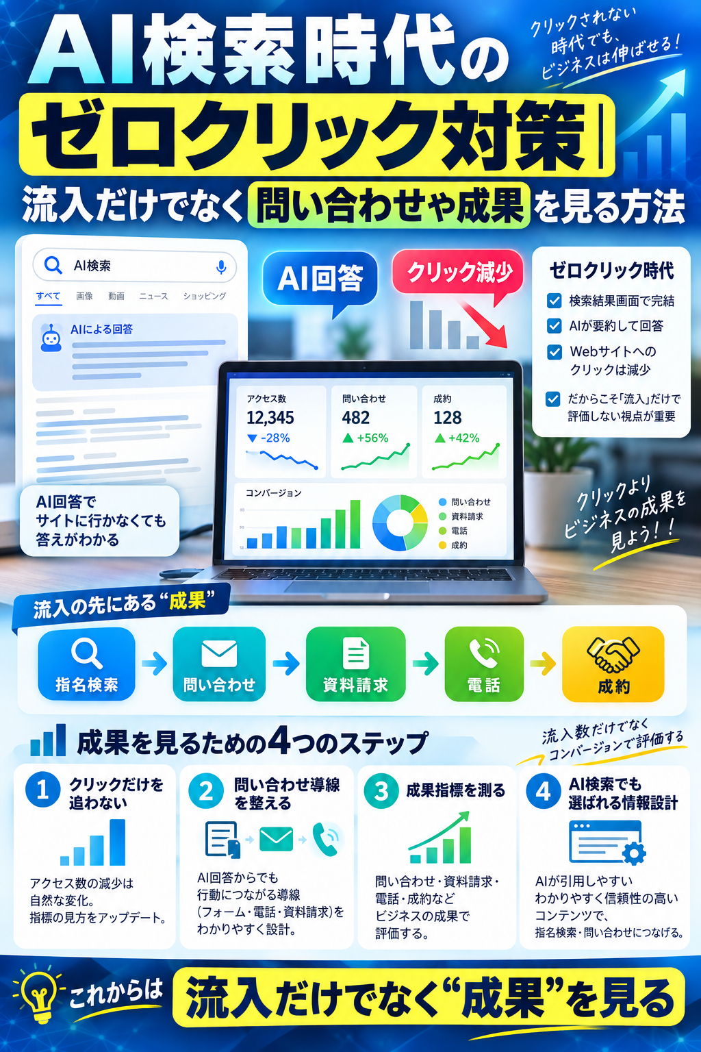 AI検索時代のゼロクリック対策｜流入だけでなく問い合わせや成果を見る方法