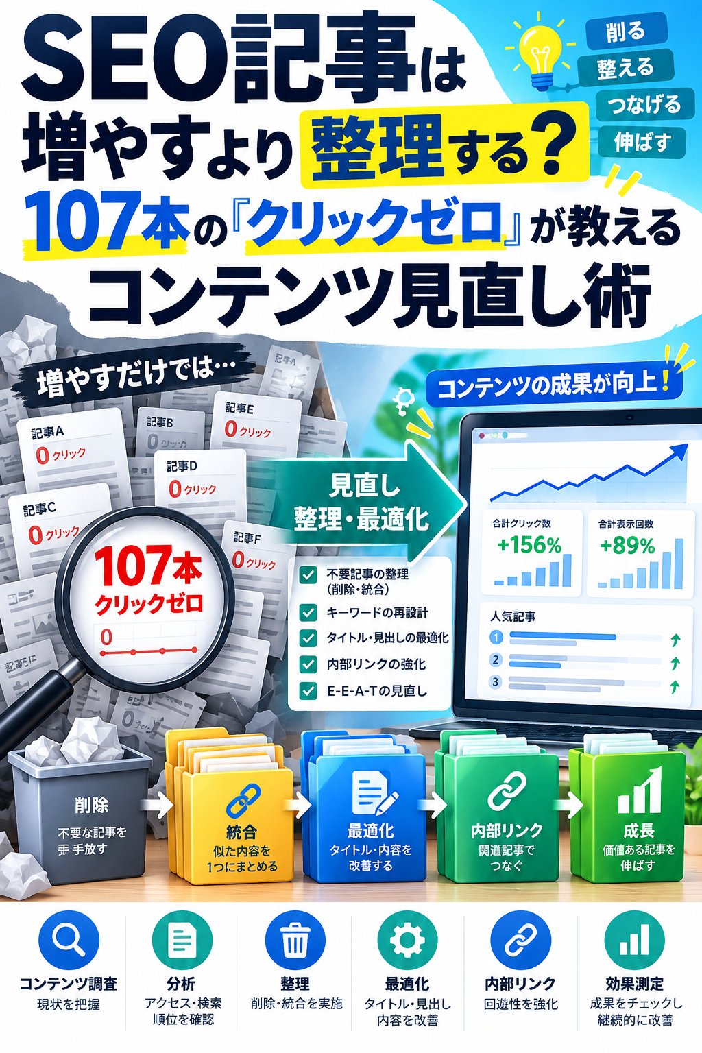 SEO記事は増やすより整理する？107本の「クリックゼロ」が教えるコンテンツ見直し術